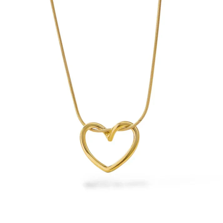 18KT Gold Plated Tied Heart Pendant Necklace