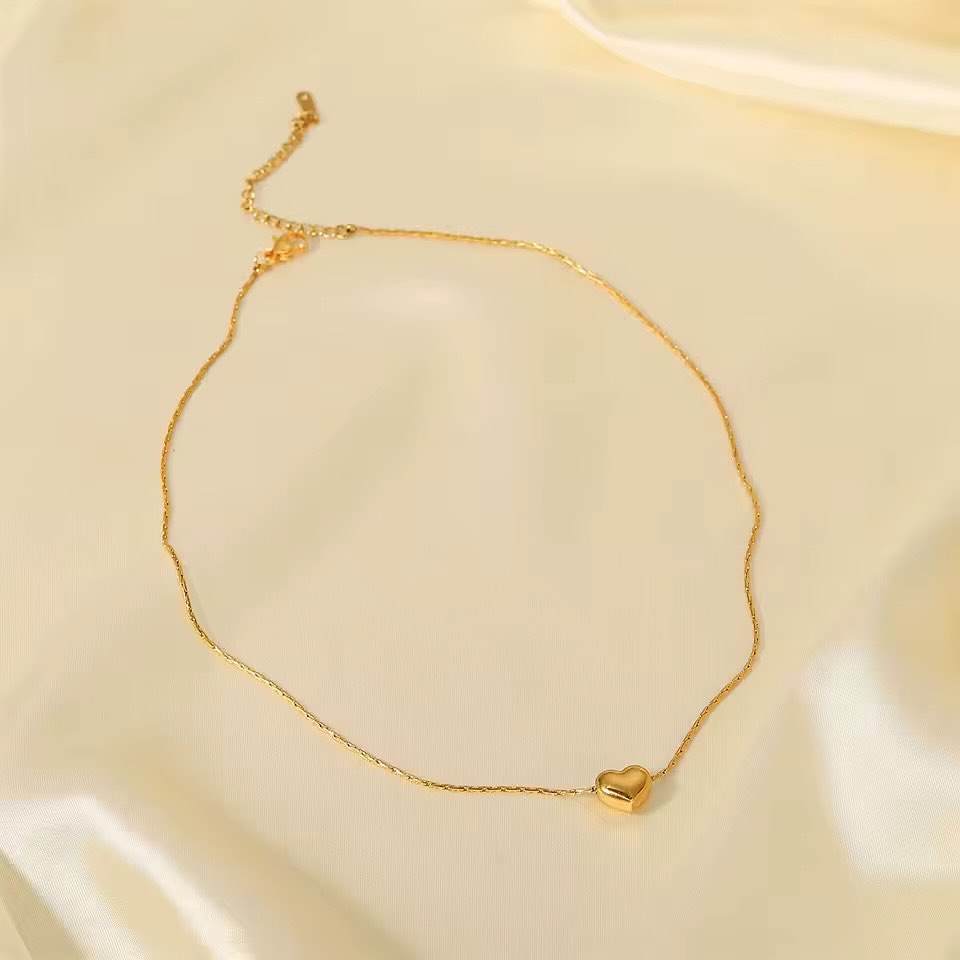 Gold Solid Heart Necklace